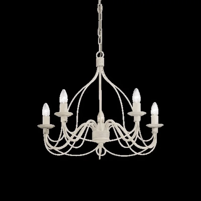 Chandeliers Corte SP5 Antique White 005881 – Ideal Lux chandelier in antique white, 5X40W