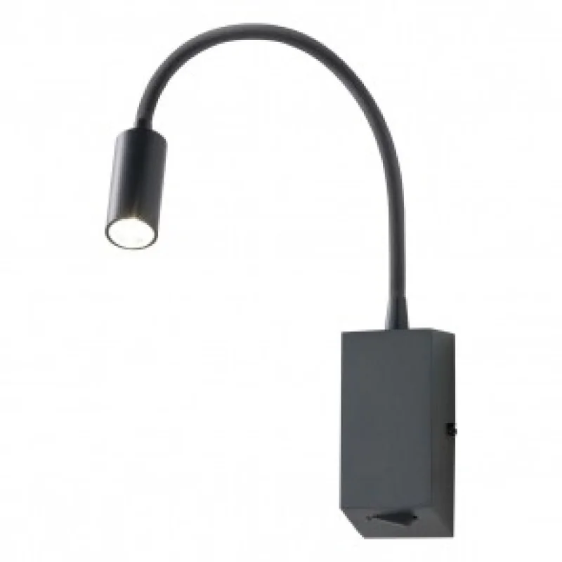 Wall Lights Hello 01-1194 – REDO LED wall light with switch in matt black, 1x3W, 3000K, IP20