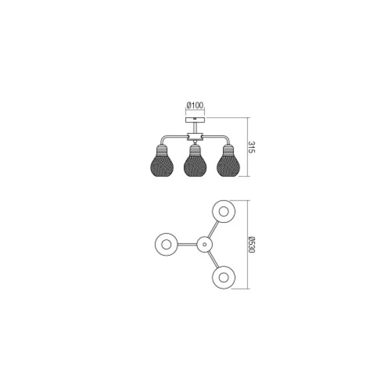 Edison 01-1576 – Smarter полилей в черен, 3X42W, IP:20