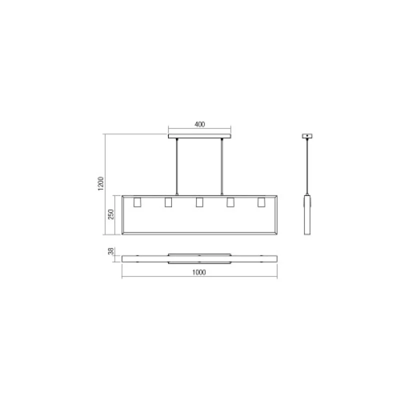 Timber 01-1666 – Smarter pendant in matt black, 5X42W, IP20