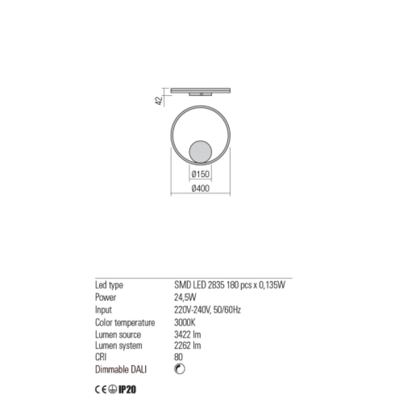 Dali 01-1701 – REDO LED плафон в бронз, 24,5W, 3000K, IP20