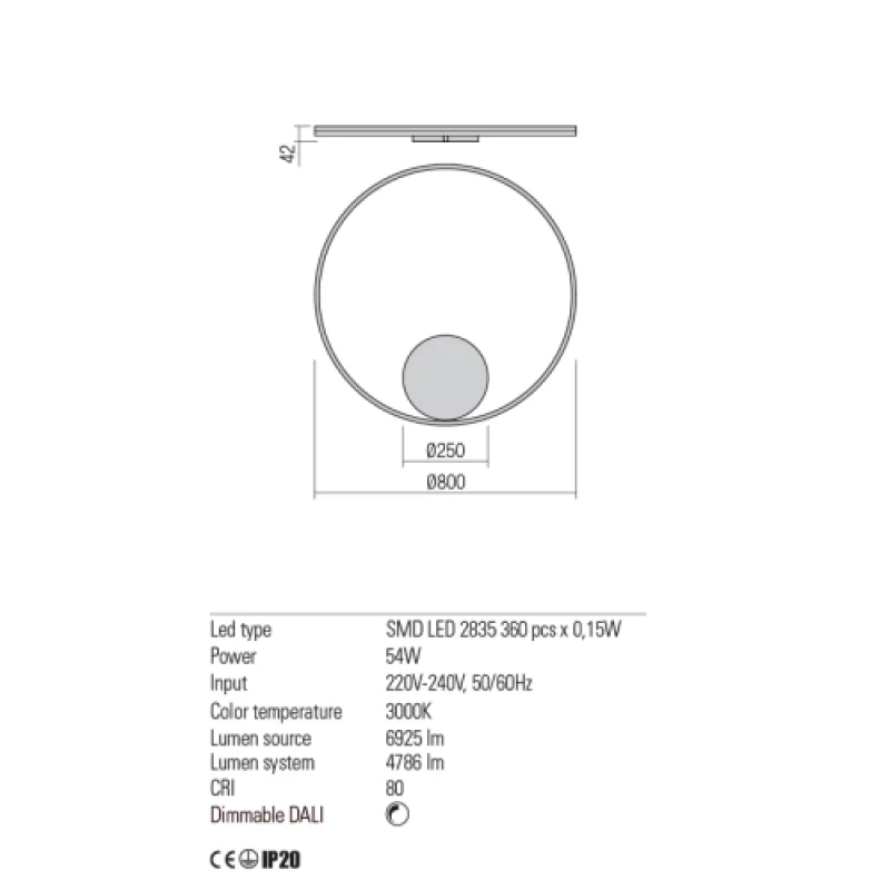 Dali 01-1709 – REDO LED ceiling light in bronze, 54W, 3000K, IP20