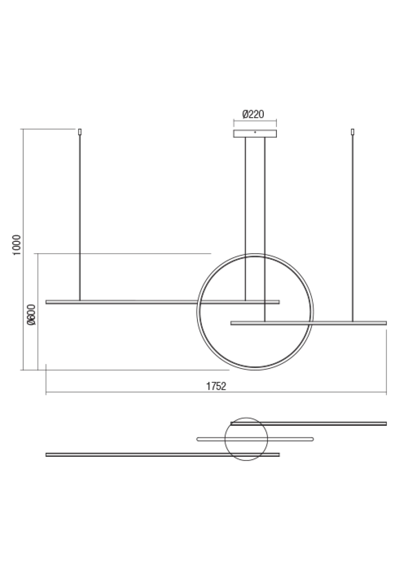 Giotto 01-1737 – REDO LED пендел в матово черен, 66W, 3000K, IP20