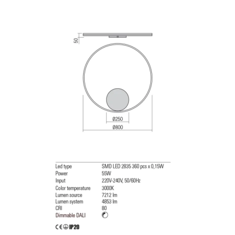 Dali 01-1946 – REDO LED плафон в матово черен, 55W, 3000K, IP20
