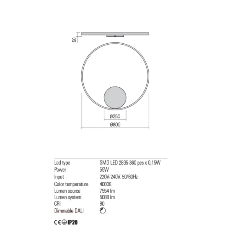 Dali 01-1959 – REDO LED ceiling light in matt black, 55W, 4000K, IP20