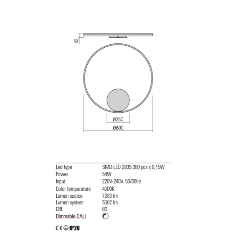 Dali 01-1960 – REDO LED ceiling light in matt black, 54W, 4000K, IP20
