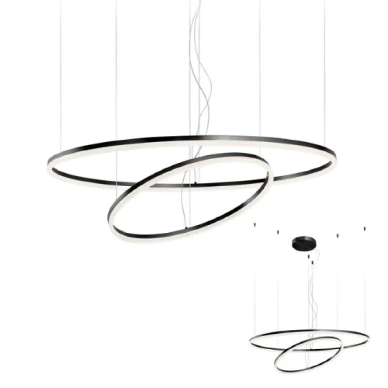 LED Pendants & Chandeliers Dali 01-1966 – REDO LED pendant in matt black, 40,5W, 4000K, IP20