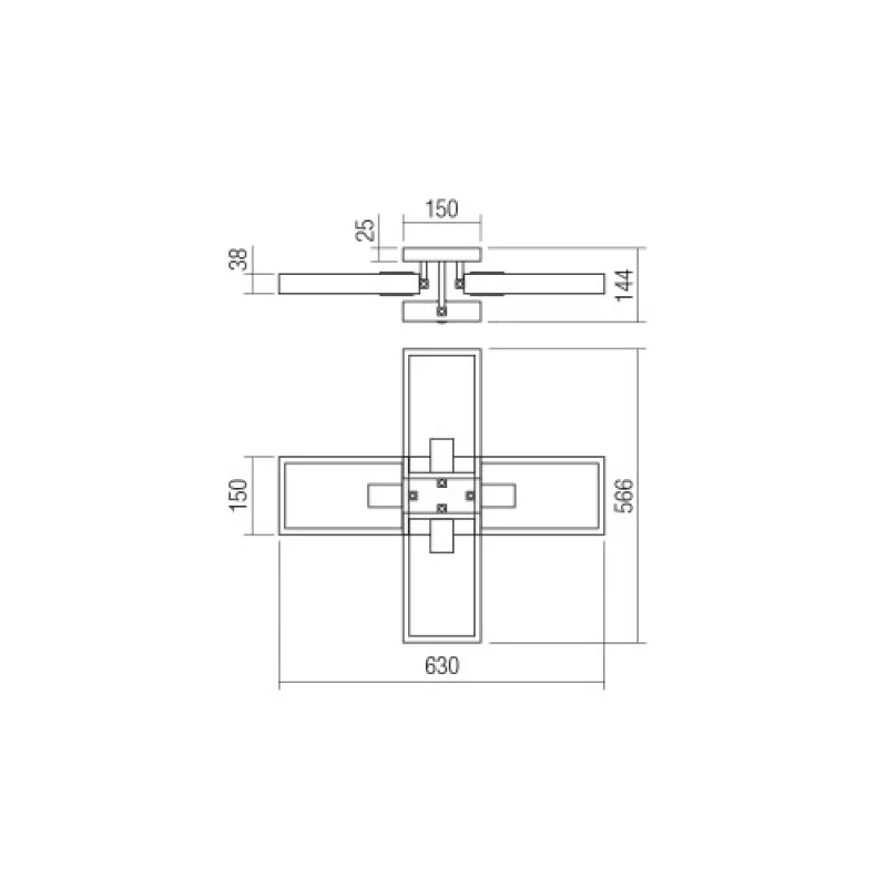 Timber 01-1969 – Smarter ceiling light in matt black, 4X42W, IP20