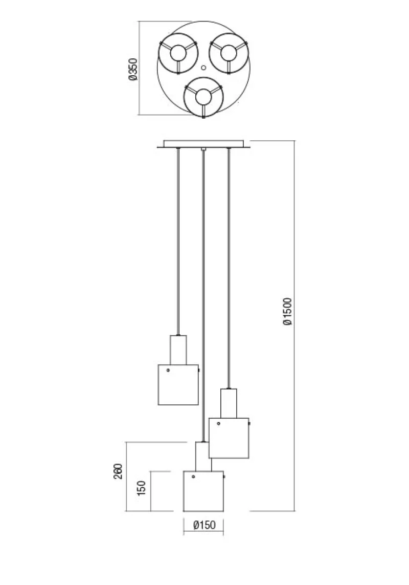 Lou 01-2007 – REDO пендел в черенм, 3X42W, IP20