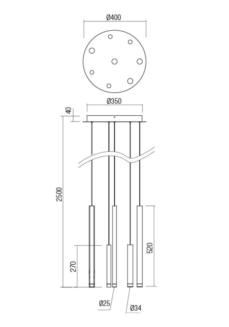 Madison 01-2051 – REDO LED пендел в матиран мед, 8X4W, 3000K, IP20