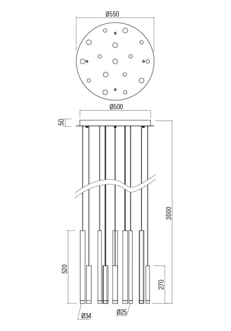 Madison 01-2060 – REDO LED pendant in matt black, 16X4W, 3000K, IP20