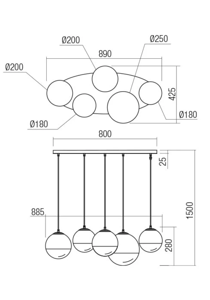 Berry 01-2272 – REDO пендел в матиран месинг, 5X42W, IP20