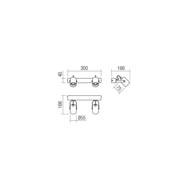 Taffi 01-2416 – Smarter spotlight in matt black, 2X42W, IP20