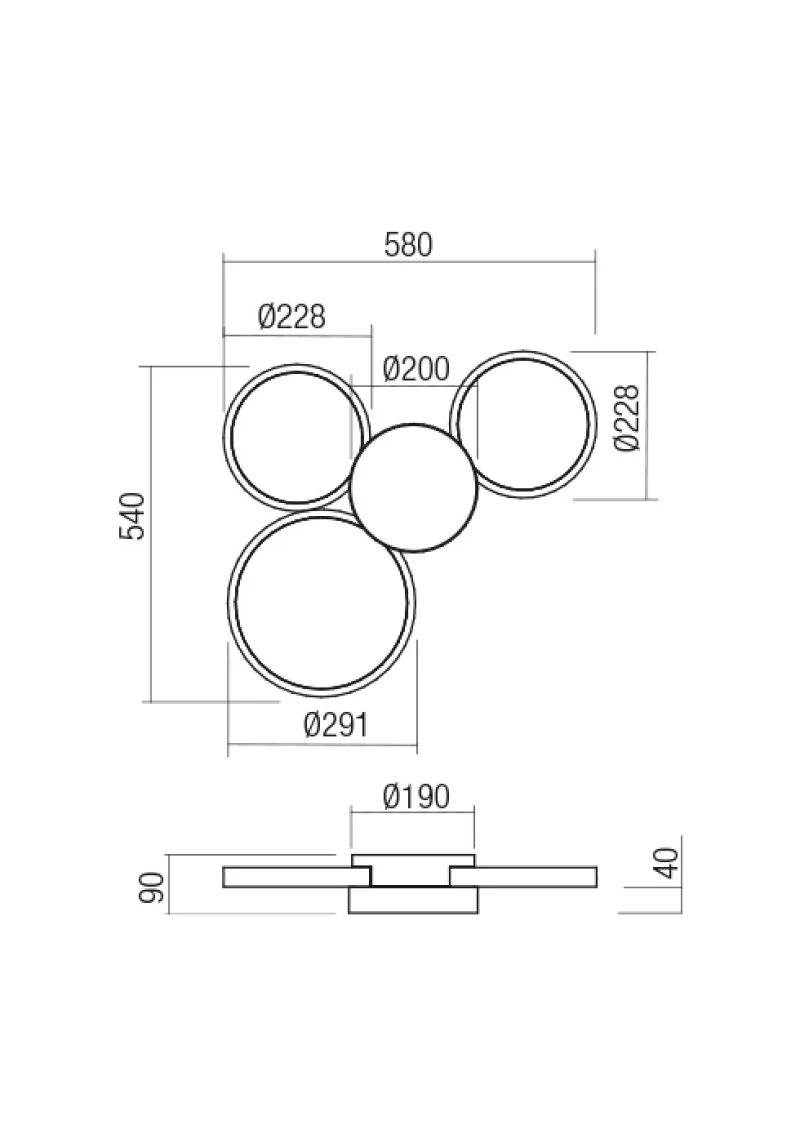 Cronos 01-2538 – REDO LED плафон в матово черен, 50W, 3000K, IP20