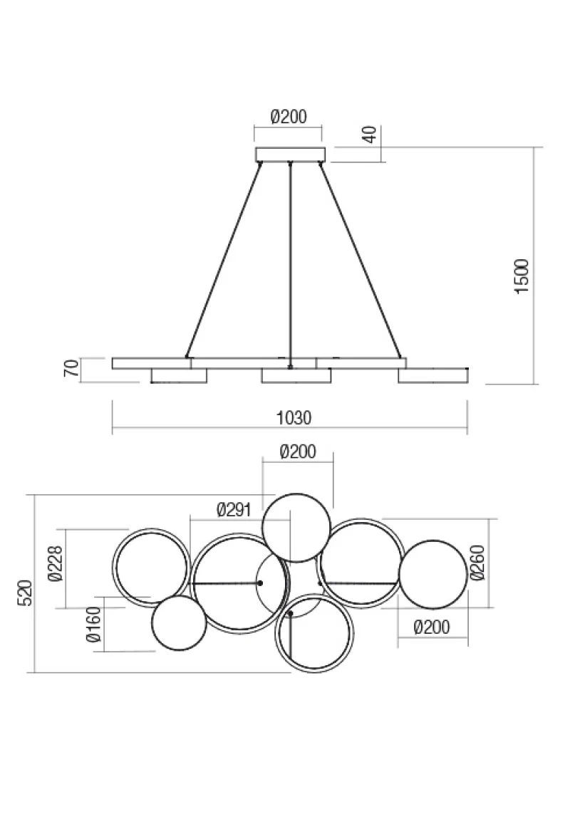 Cronos 01-2546 – REDO LED pendant in bronze, 65W, 3000K, IP20