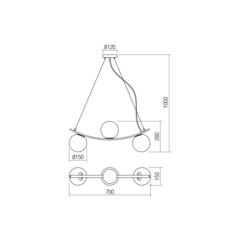 Volley 01-2717 – Smarter пендел в матово златист, 3X28W, IP20