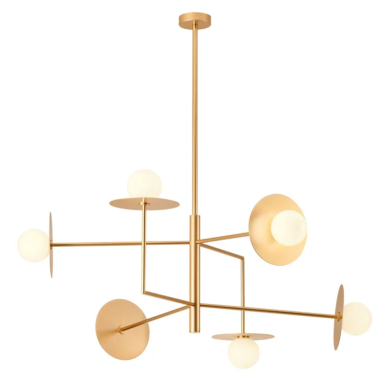 Chandeliers Plato 01-2733 – REDO chandelier in matt gold, 6X10W, IP20