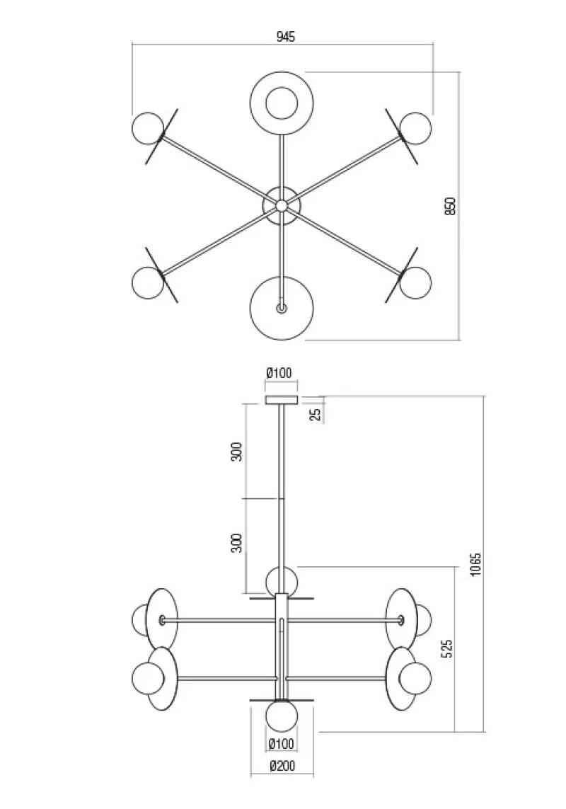 Plato 01-2734 – REDO полилей в матово черен, 6X10W, IP20