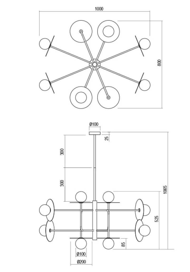 Plato 01-2753 – REDO полилей в матово черен, 8X10W, IP20