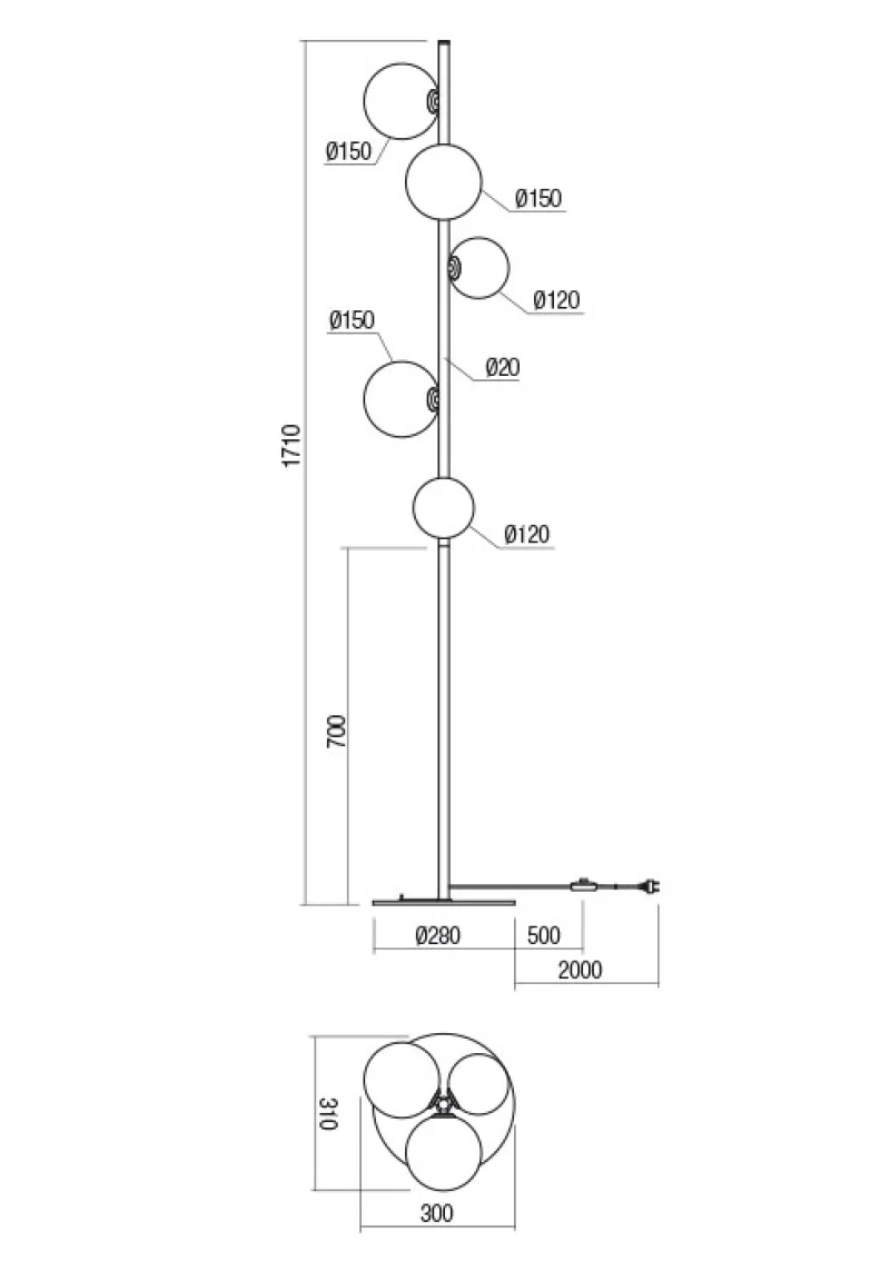 Roy 01-2785 – REDO лампион в матиран античен месинг, 5X10W, IP20