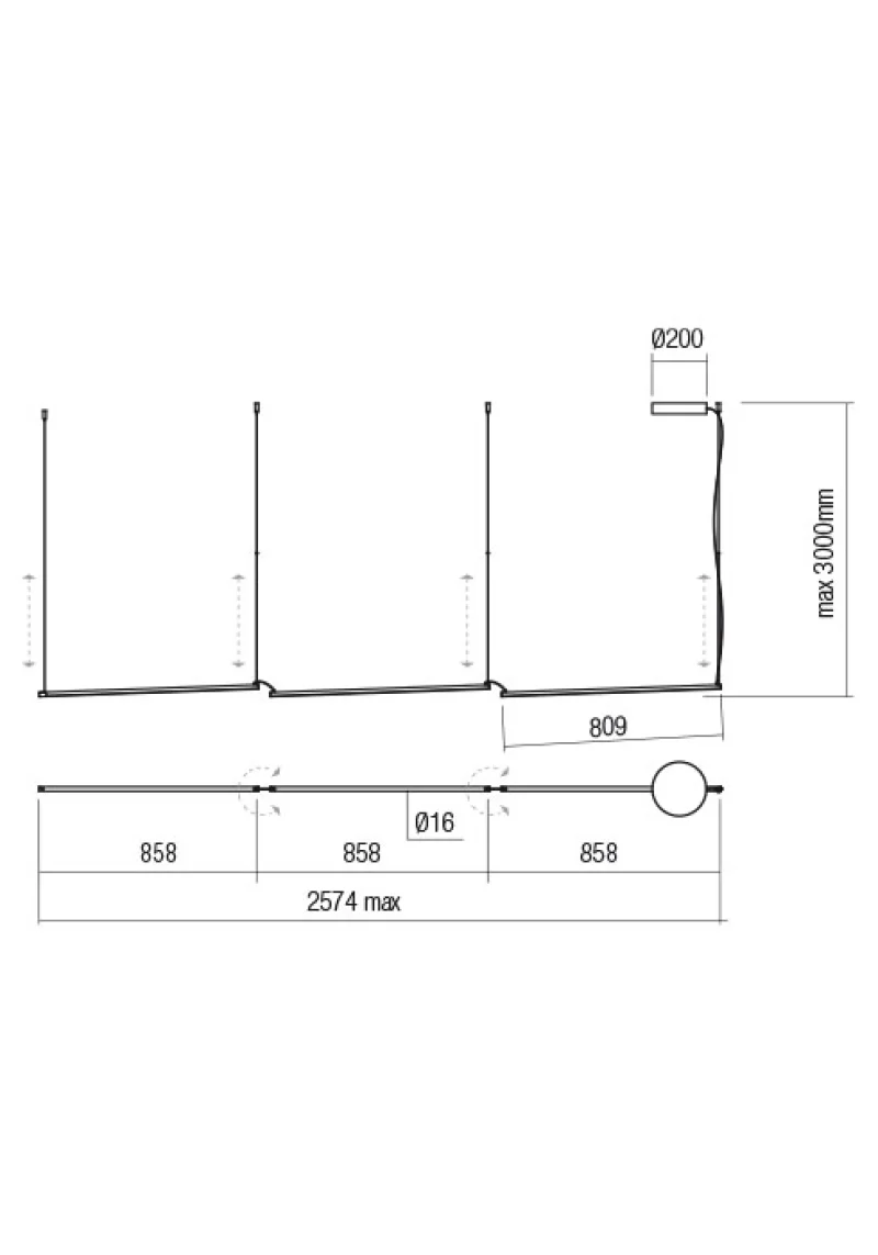 Stick 01-2799 – REDO LED pendant in matt black, 36W, 3000K, IP20