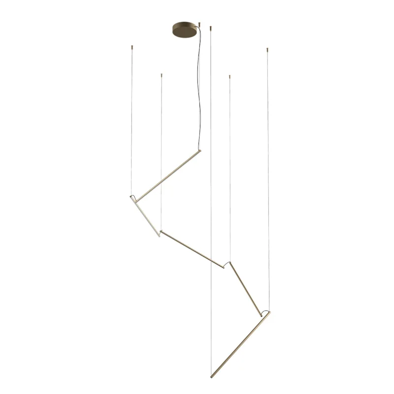 LED Pendants & Chandeliers Stick 01-2800 – REDO LED pendant in matt brass, 48W, 3000K, IP20