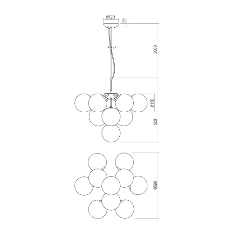 Agape 01-2941 – Smarter chandelier in matt black, 10X28W, IP20
