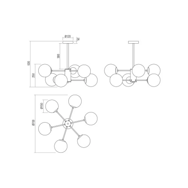 Mundi 01-2943 – Smarter chandelier in matt champagne, 6X28W, IP20