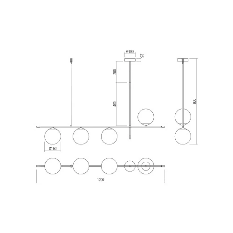 Essential 01-2949 – Smarter pendant in matt black, 4X28W, IP20