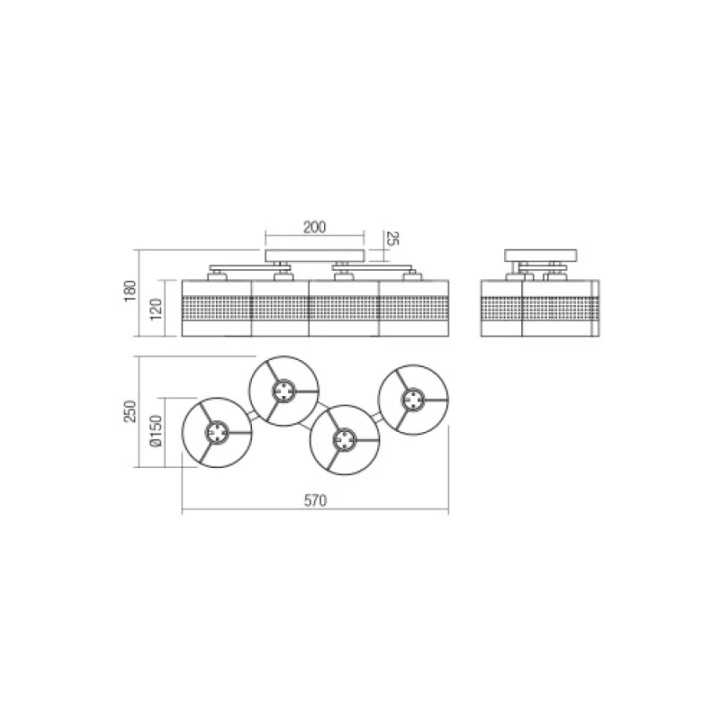 Flint 01-2952 – Smarter плафон в черен, 4X42W, IP20