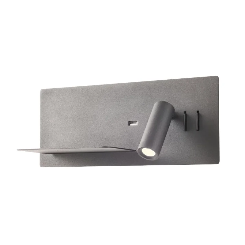 Wall Lights Brook 01-2985 – REDO LED wall light with switch and USB in matt black, 1x8W, 3000K, IP20