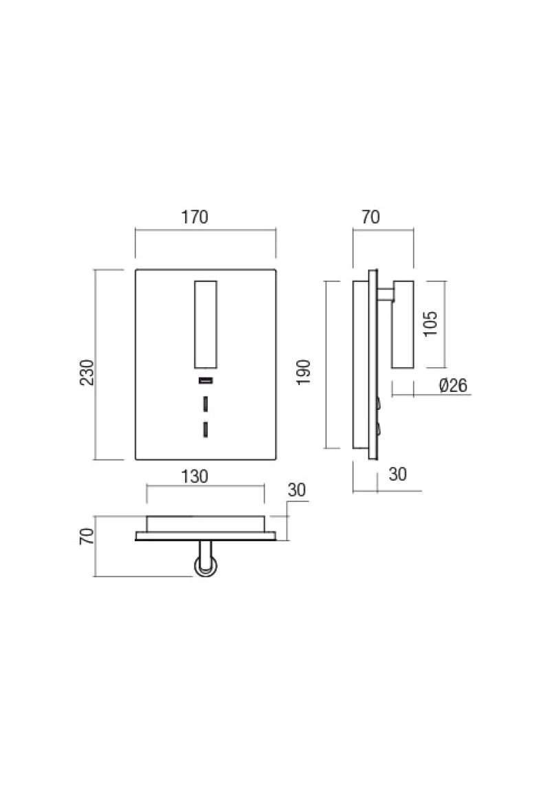 Zen 01-2996 – REDO LED аплик с ключ и USB в матиран бронз, 1x16W, 3000K, IP20