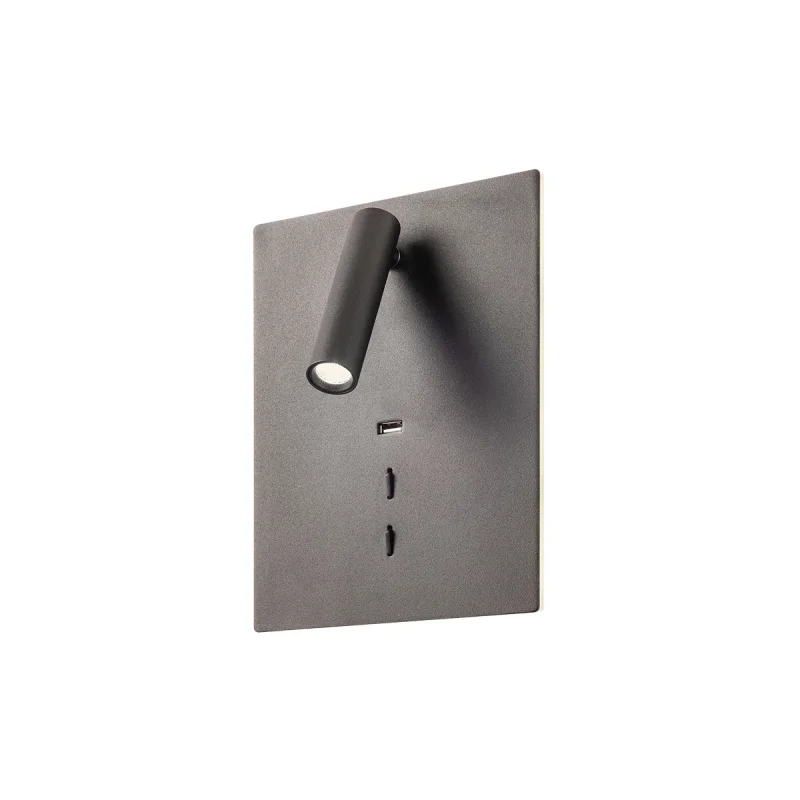 Wall Lights Zen 01-2998 – REDO LED wall light with switch and USB in matt black, 1x16W, 3000K, IP20