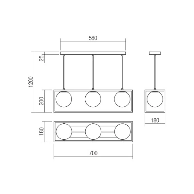 Zodiac 01-3057 – Smarter пендел в матово черен, 3X28W, IP20