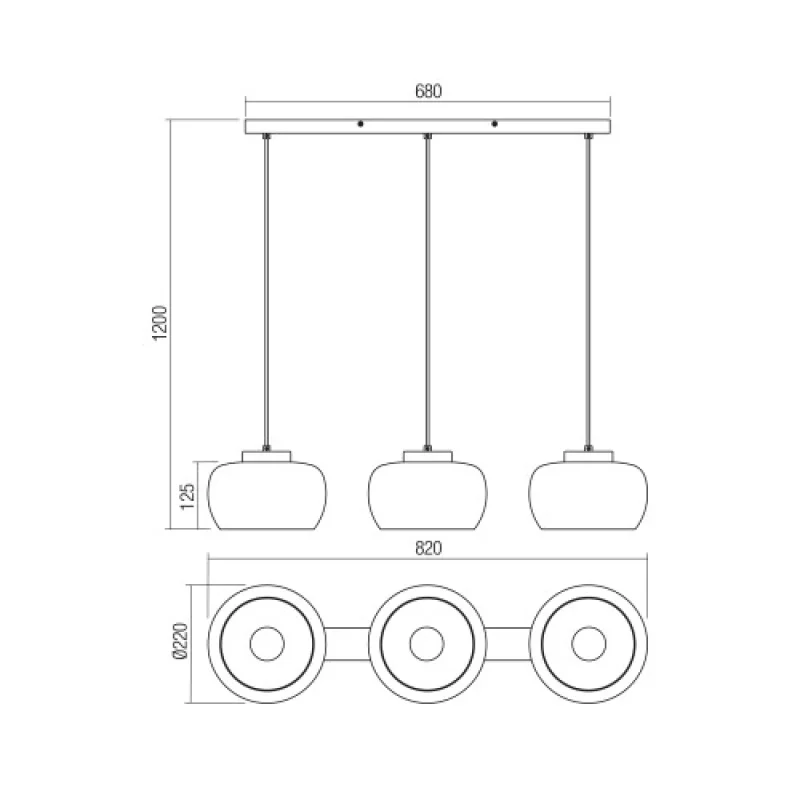 Croma 01-3068 – Smarter пендел в матово черен, 3X42W, IP20