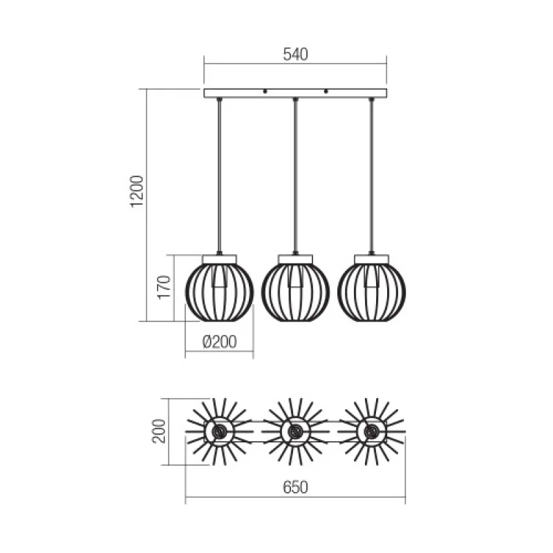 Trellis 01-3138 – Smarter пендел в матово черен, 3X42W, IP20