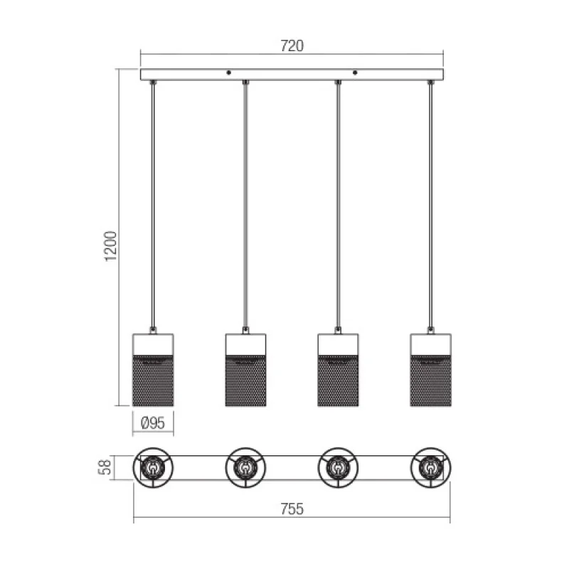 Stem 01-3143 – Smarter pendant in matt black, 4X42W, IP20