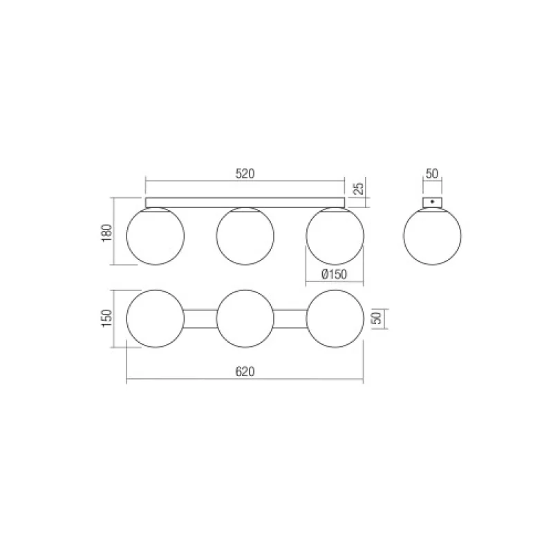 Bowling 01-3151 – Smarter ceiling light in matt gold, 3X42W, IP20
