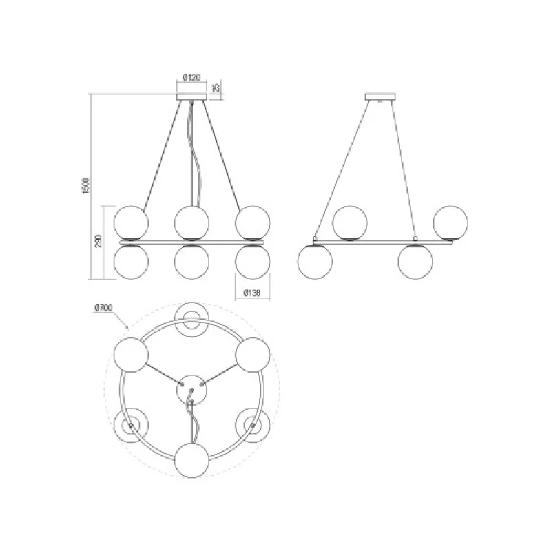 Bowling 01-3158 – Smarter pendant in matt black, 6X28W, IP20