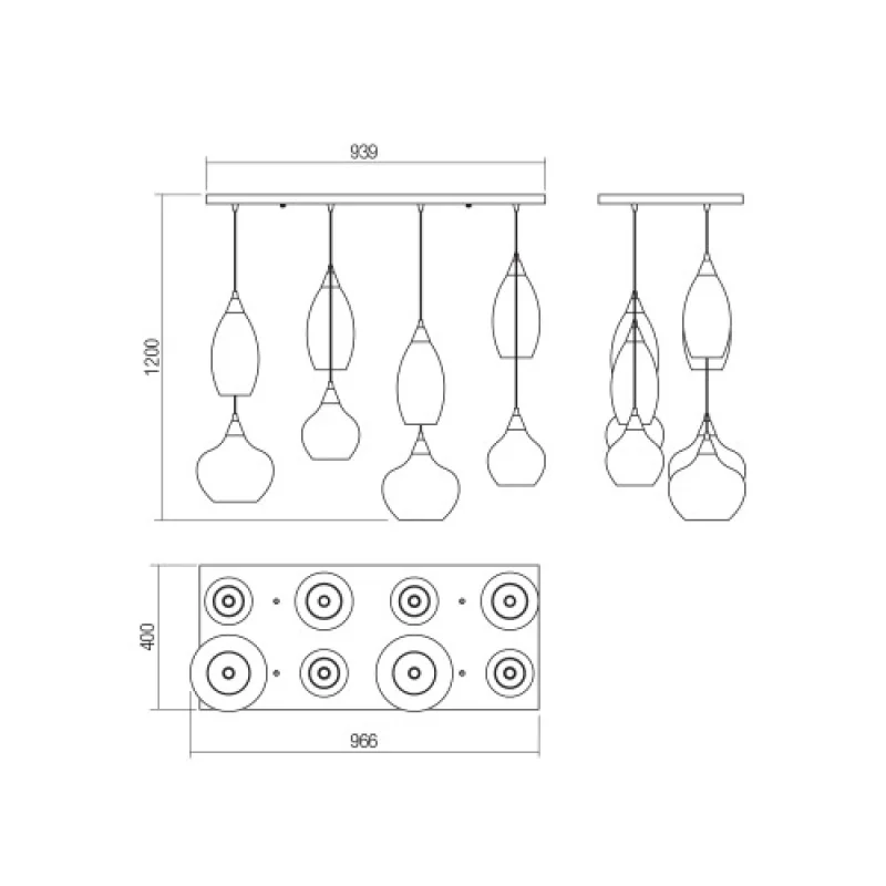 Tanner 01-3195 – Smarter полилей в хром, 8X28W, IP:20
