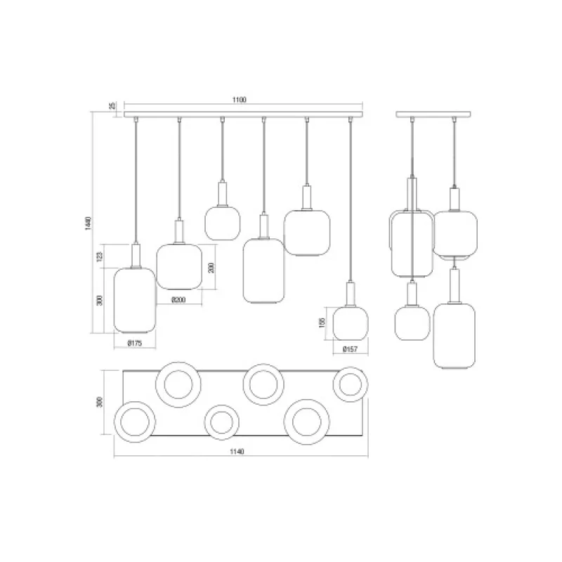 Brina 01-3215 – Smarter пендел в матово черен, 6X23W, IP20