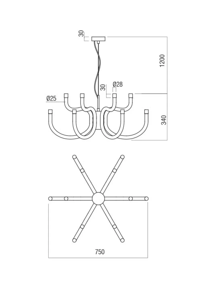 Luxor 01-3228 – REDO LED полилей в матово златист, 54W, 3000K, IP20