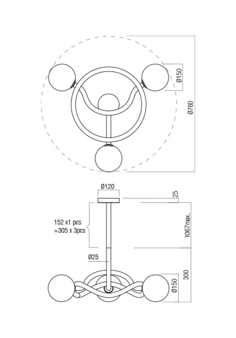 Confusio 01-3256 – REDO pendant in matt gold, 3X28W, IP20