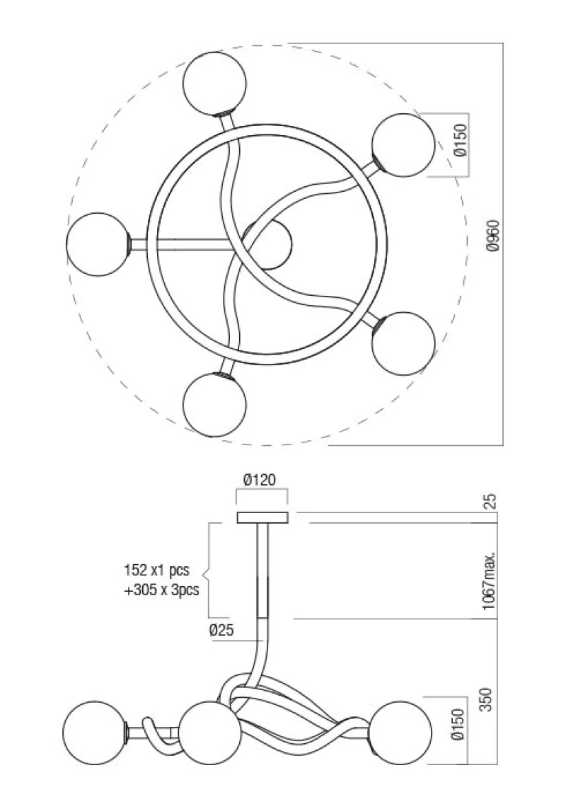Confusio 01-3259 – REDO пендел в матово черен, 5X28W, IP20