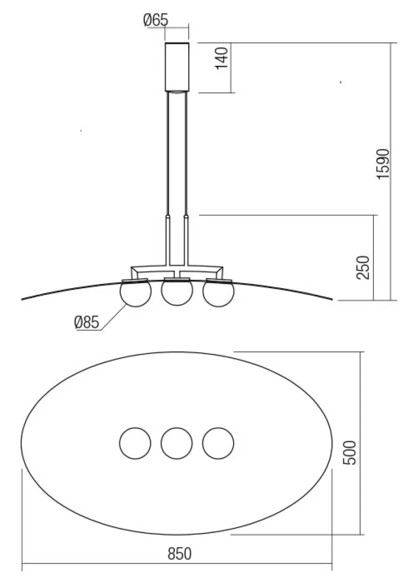 Cody 01-3290 – REDO LED pendant in matt black, 3x9W, 3000K, IP20