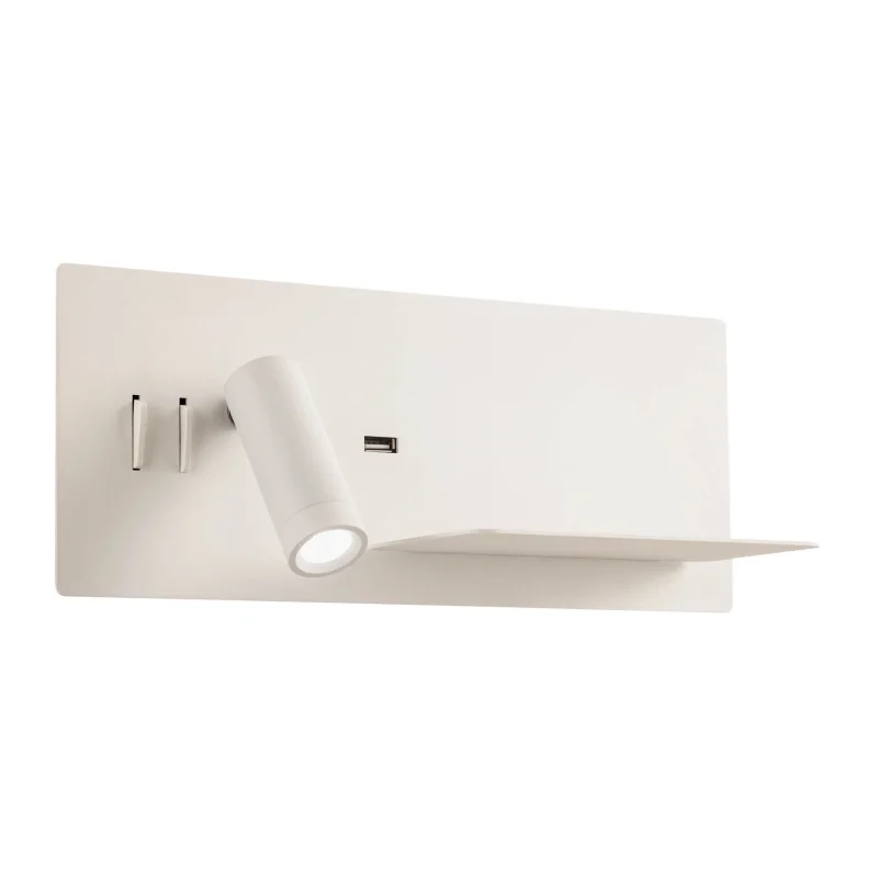 Wall Lights Brook 01-3314 – REDO LED wall light with switch and USB in matt white, 1x8W, 3000K, IP20