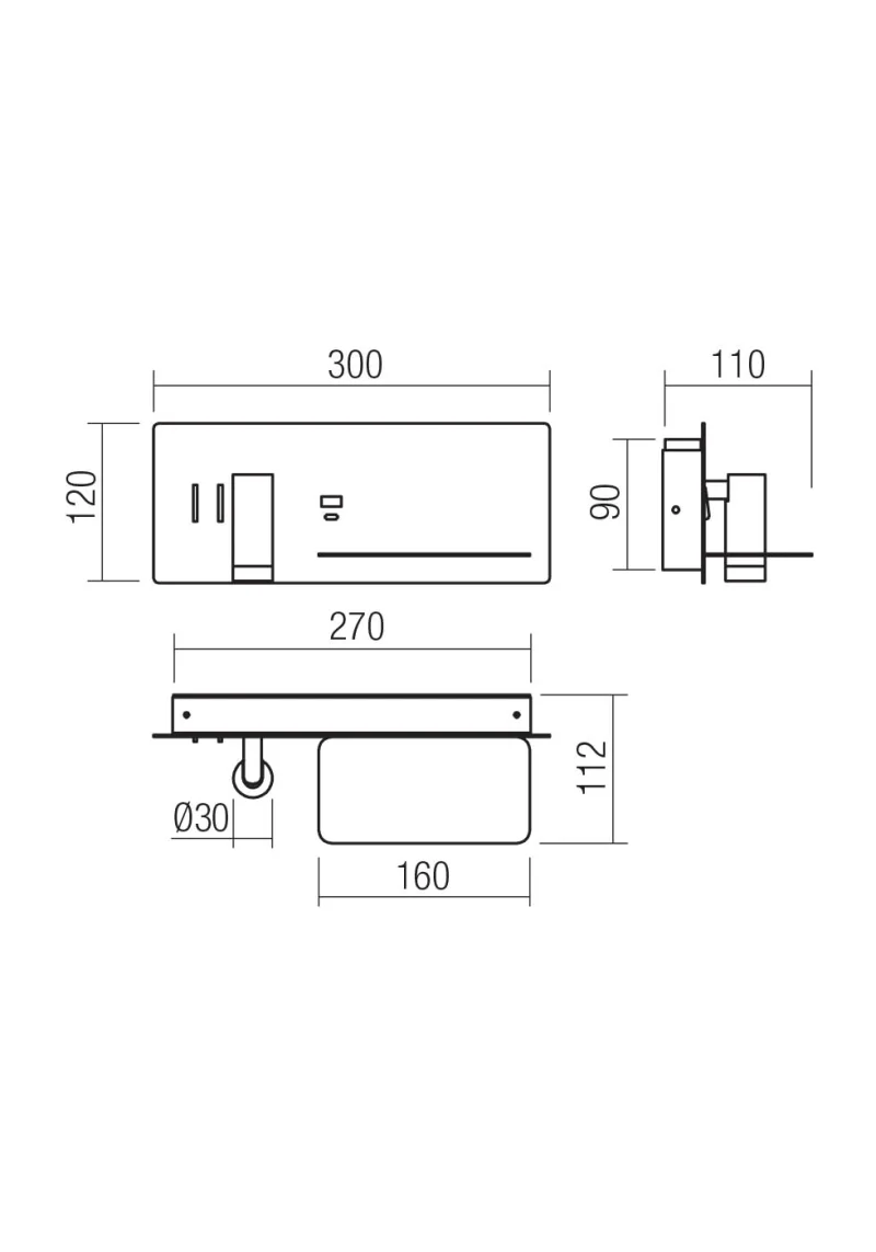Brook 01-3315 – REDO LED аплик с ключ и USB в матово златист, 1x8W, 3000K, IP20