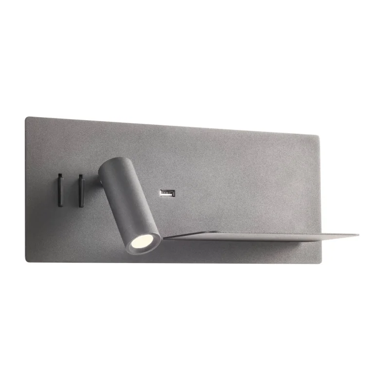 Wall Lights Brook 01-3316 – REDO LED wall light with switch and USB in matt black, 1x8W, 3000K, IP20