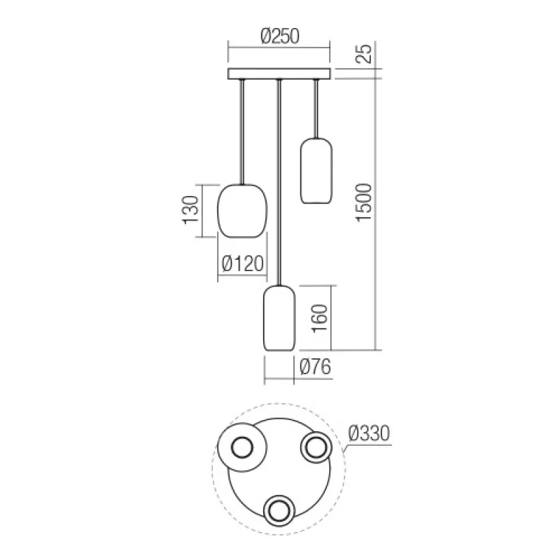 Boom 01-3480 – Smarter pendant in matt black, 3x10W, IP20