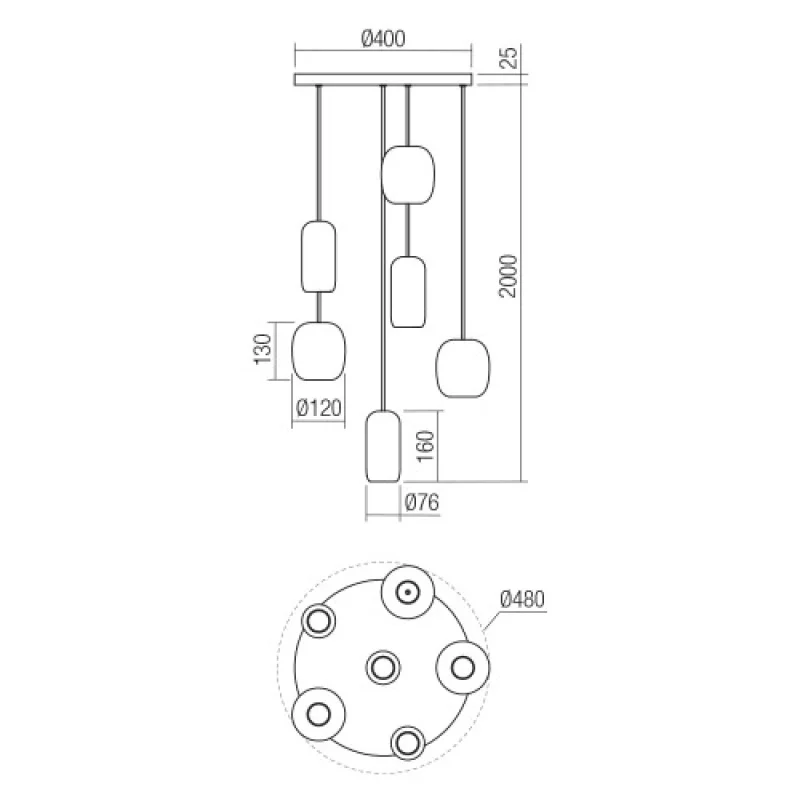 Boom 01-3482 – Smarter pendant in matt black, 6x10W, IP20